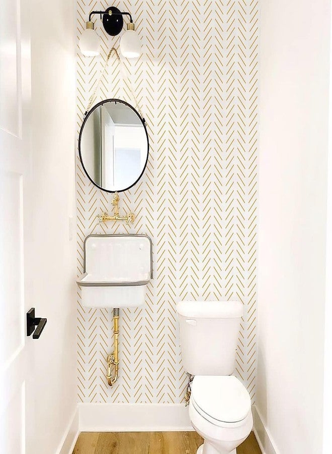 TEKCOOL ورق جدران TEKCOOL بيج وأبيض، سهل التقشير واللصق، بنمط متعرج عصري، مناسب للحمامات، مقاس 17.7 بوصة × 118.1 بوصة، ورق جدران هندسي قابل للإزالة، سهل التقشير واللصق، ورق لاصق ذاتي - Image 4